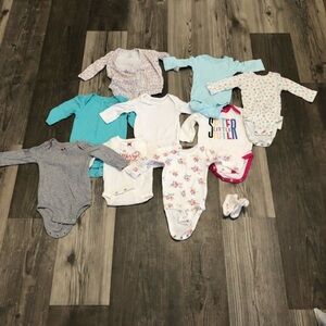Carters Bundle of Plain and Printed‎ Onesies 3 Months
